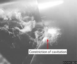 t = 56ﾎｼs Constriction of cavitation